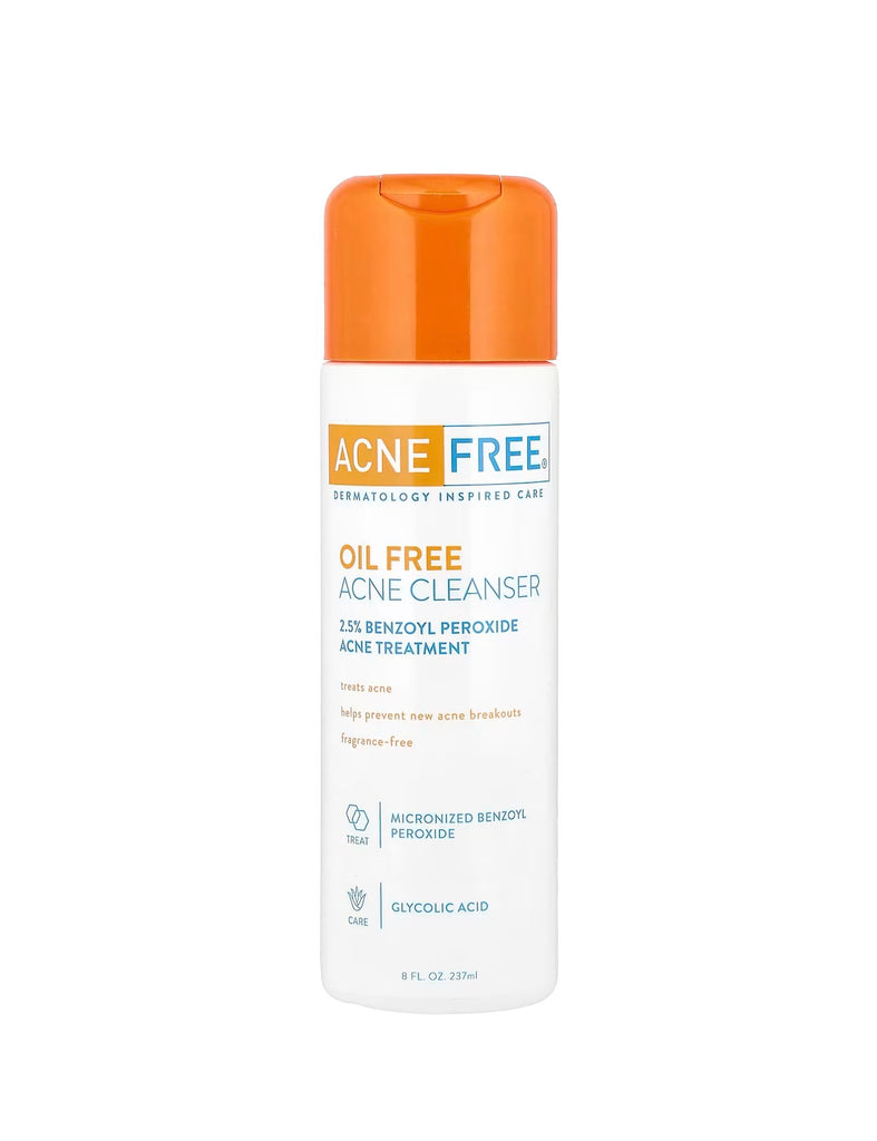 ACNEFREE OIL FREE ACNE CLEANSER 2.5% BENZOYL PEROXIDE ACNE TREATMENT 8 ...