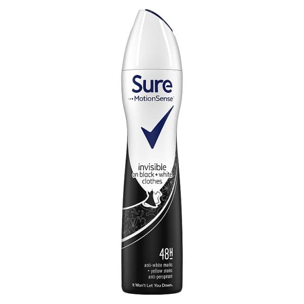 SURE MOTIONSENSE INVISIBLE ON BLACK AND WHITE CLOTHES